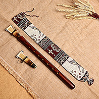 Duduk de madera - Instrumento musical Duduk de madera marrón con estuche textil