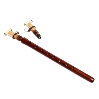 Wood duduk, 'Sweet Evening Melodies' - Brown Wood Duduk Musical Instrument with Textile Case