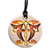 Ceramic pendant necklace, 'Solar Garden' - Hand-Painted Warm-Toned Leafy Round Ceramic Pendant Necklace