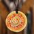 Ceramic pendant necklace, 'Shining Sun' - Hand-Painted Warm-Toned Sun-Themed Ceramic Pendant Necklace