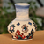 Ceramic mini vase, 'Serene Legacy' - Traditional Patterned Ivory and Blue Ceramic Mini Vase