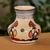 Ceramic mini vase, 'Serene Regality' - Classic Patterned Painted Ivory and Blue Ceramic Mini Vase
