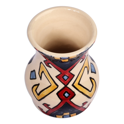 Mini florero de cerámica - Minijarrón de cerámica hecho a mano con estampado Artsaj de Armenia