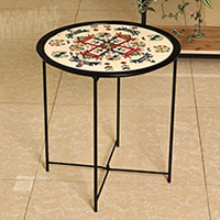 Mesa de centro de cerámica, 'Delight at the Palace' - Mesa de centro de cerámica con motivos geométricos de temática clásica