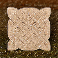 Felsite stone magnet, 'Everlasting Bonds' - Hand-Carved Traditional Patterned Felsite Stone Magnet