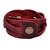Leather strand bracelet, 'Braided Energy' - Burgundy Leather Wristband Bracelet with Braided Strands