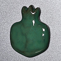Ceramic magnet, 'Teal Pomegranate' - Armenian Hand-Painted Green Pomegranate Ceramic Magnet
