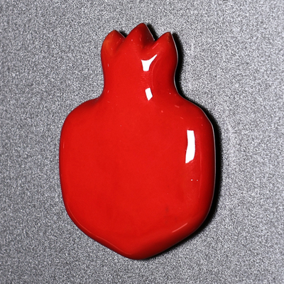Ceramic magnet, 'Red Pomegranate' - Armenian Hand-Painted Red Pomegranate Ceramic Magnet
