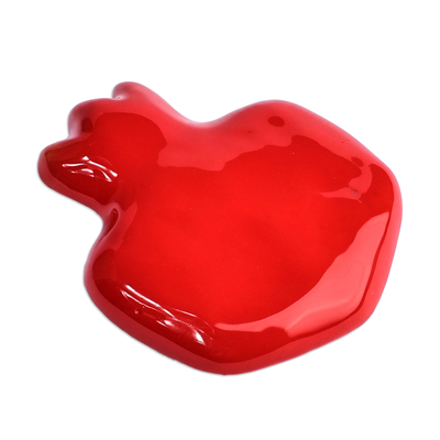 Ceramic magnet, 'Red Pomegranate' - Armenian Hand-Painted Red Pomegranate Ceramic Magnet