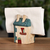 Ceramic napkin holder, 'Peaceful Home' (small) - Turquoise and Ivory Ceramic House Napkin Holder (Small)