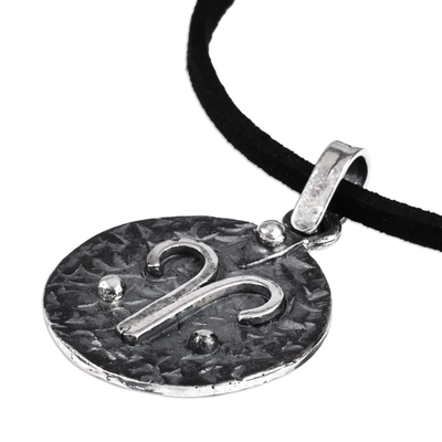 Collar colgante de plata de ley - Collar con colgante de Aries de plata de ley con cordón ajustable