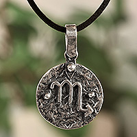 Sterling silver pendant necklace, 'Captivating Scorpio' - Adjustable Sterling Silver Scorpio Pendant Necklace