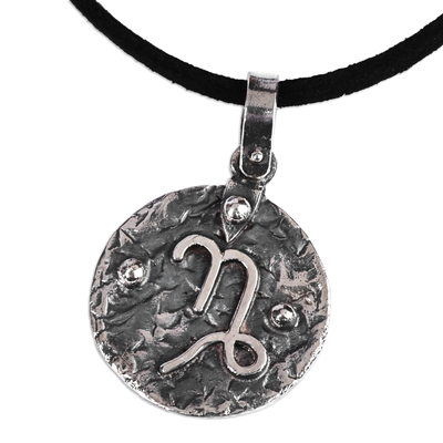Sterling silver pendant necklace, 'Charming Capricorn' - Sterling Silver Capricorn Zodiac Sign Pendant Necklace