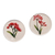 Ceramic magnets, 'Red Blooms' (pair) - Two Hand-Painted Ceramic Magnets with Red Flower Motifs