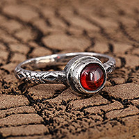 Garnet single stone ring, 'Imperial Passion' - Sterling Silver and Natural Garnet Single Stone Ring