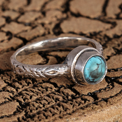 Reconstituted turquoise single stone ring, 'Imperial Radiance' - Sterling Silver Reconstituted Turquoise Single Stone Ring