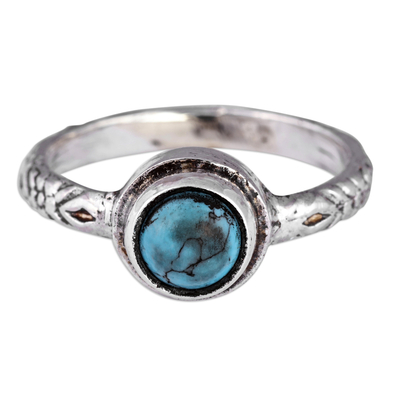 Reconstituted turquoise single stone ring, 'Imperial Radiance' - Sterling Silver Reconstituted Turquoise Single Stone Ring