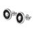 Sterling silver button earrings, 'Dazzling Dot' - Oxidized and Polished Round Sterling Silver Button Earrings