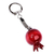 Wood keychain, 'Romantic Luck' - Pomegranate-Shaped Red Wood and Stainless Steel Keychain