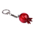 Wood keychain, 'Romantic Luck' - Pomegranate-Shaped Red Wood and Stainless Steel Keychain