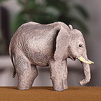 Papier mache sculpture, 'Memorial to the Majestic' - Hand-Painted Papier Mache Elephant Sculpture from Armenia