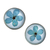 Natural flower button earrings, 'Serene Blossom' - Round Resin Coated Forget-Me-Not Flower Button Earrings