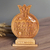Wood decorative accent, 'Omens and Greetings' - Inspirational Pomegranate-Shaped Beechwood Decorative Accent