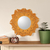 Cotton macrame wall accent mirror, 'Prosperous Reflection' - Handwoven Floral Yellow Cotton Macrame Wall Accent Mirror