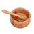 Juego de cuenco y cuchara de madera (2 piezas) - Juego de cuenco y cuchara de madera de haya marrón tallada a mano (2 piezas)