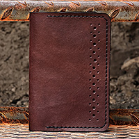 Leather passport case, 'Trip in Cocoa' - Travel-Friendly Cocoa Brown 100% Leather Passport Case