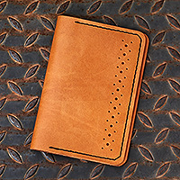 Leather passport case, 'Trip in Sand' - Travel-Friendly Sand Brown 100% Leather Passport Case