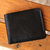 Leather wallet, 'Obsidian Times' - Minimalist 100% Leather Wallet in an Obsidian Black Hue