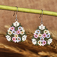 Glass beaded dangle earrings, Primaveral Era