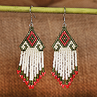 Glass beaded waterfall earrings, 'Era of Cascades' - Fair Trade Armenian-Made Glass Beaded Waterfall Earrings