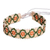 Glass beaded wristband bracelet, 'Spring Luck' - Traditional Floral Green Glass Beaded Wristband Bracelet