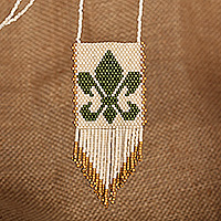 Glass beaded pendant necklace, 'Noble Harmony' - Traditional Glass Beaded Pendant Necklace Made in Armenia