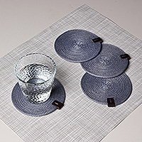 Cotton coasters, Cerulean Zigzag (set of 4)