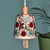 Ceramic bell ornament, 'Fruit Splendor' - Handmade Ceramic Bell Ornament with Pomegranate Grape Motifs