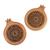 Wood coasters, 'Pomegranate Elixir' (pair) - Pair of Pomegranate-Shaped Beechwood Coasters