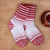 Knit socks, 'Winter Red' - Handmade Wool Blend Knit Socks in White and Red Hues