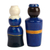 Wood figurines, 'Taraz Bond' (set of 2) - 2-Piece Blue and Orange Taraz Couple with Drum Figurine Set