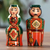 Wood figurines, 'Taraz Tradition' (set of 2) - Fair Trade Glazed 2-Piece Wood Taraz Couple Figurine Set