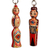 Wood keychains, 'Romantic Taraz' (set of 2) - 2-Piece Red and Beige Taraz Couple Beechwood Keychain Set