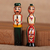 Wood magnets, 'Taraz Marriage in Green' (set of 2) - Glazed Taraz Marriage 2-Piece Green Beechwood Magnet Set