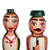 Wood magnets, 'Taraz Marriage in Green' (set of 2) - Glazed Taraz Marriage 2-Piece Green Beechwood Magnet Set