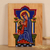 Arte de pared de madera - Arte popular pintado Virgen María y Jesús Arte de pared de madera de haya