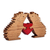 Wood ;puzzle sculpture, 'Spiky Love' (3 pieces) - Armenian-Made Romantic Three-Piece Wood Hedgehog Sculpture