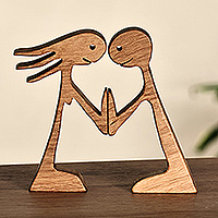 Wood sculpture, 'Always Us' (2 pieces) - Modern Romantic 2-Piece Beech Wood Sculpture from Armenia