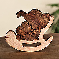 Wood puzzle sculpture, 'Nesting Trunks' (3 pieces) - Hand-Carved Elephant-Themed 3-Piece Wood Puzzle Sculpture