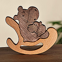 Wood puzzle sculpture, Nesting Hippos (3 pieces)